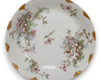 Salsera Haviland Limoges Schleiger 146 Floral Gold de 14,3 cm (5 5/8"), antigua, circa 1900.