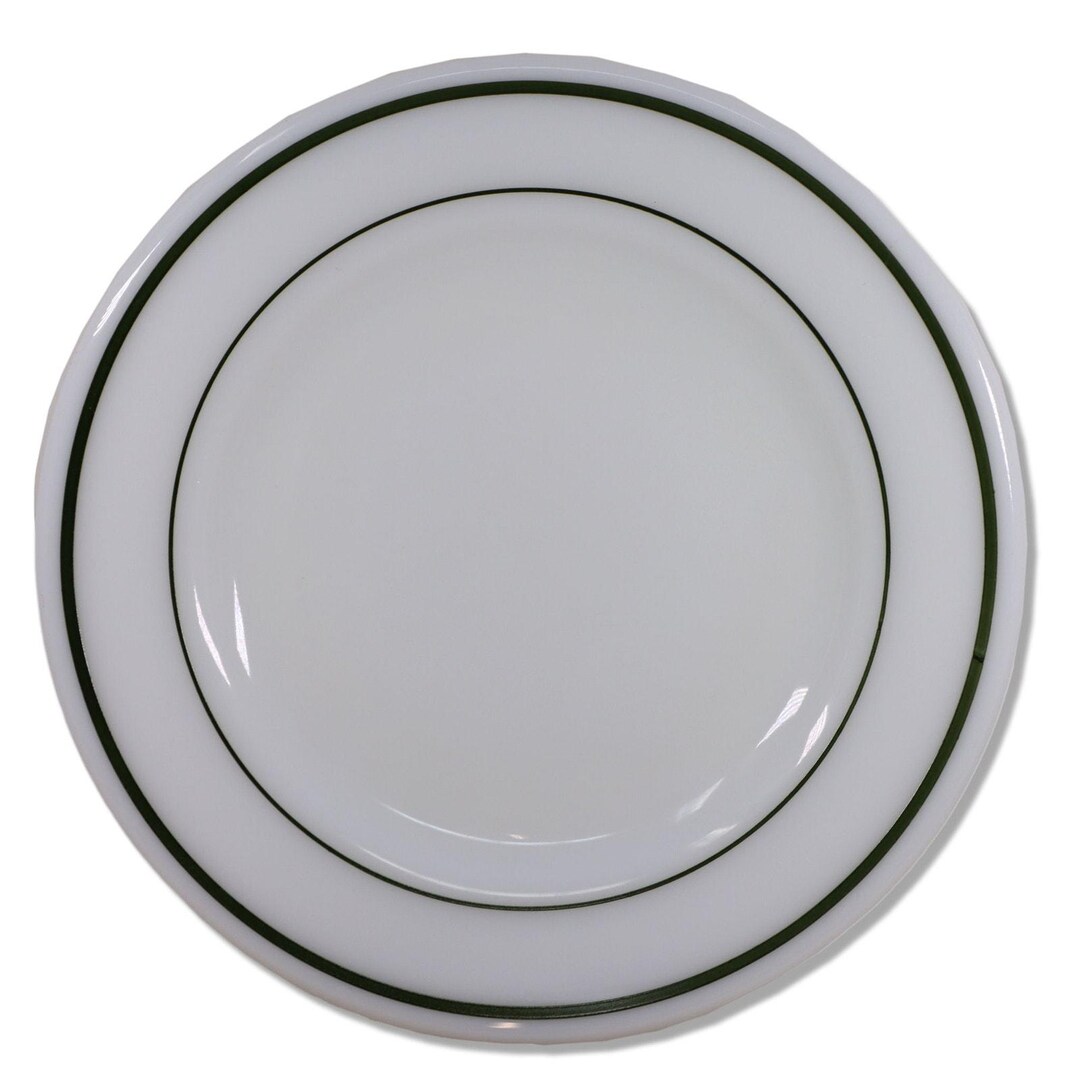 Corning 703 30 Green Striped Pyrex Milk Glass Luncheon Plate 9