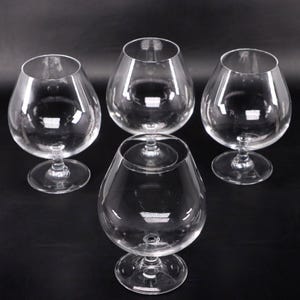 Clear Crystal 4pc Footed Cognac Brandy Snifter Glass Set 6&quot; Vintage