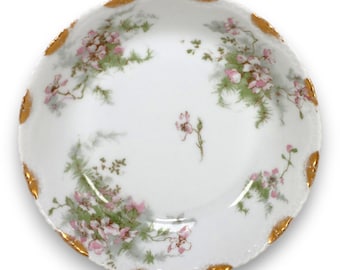 Haviland Limoges Schleiger 146 Bol para cereales con diseño floral dorado de 16 cm (6 1/4"), antiguo, circa 1900