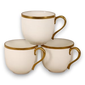 Noritake The Goldena Three Piece Set White with Gold Trim Flat Demitasse Cup