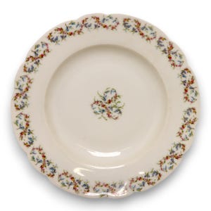Tigela de sopa com borda Haviland Schleiger 741 9&quot; França Rosa Azul Limoges 1880