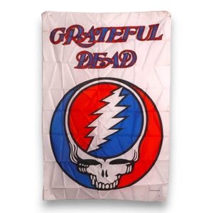 Grateful Dead Productions 1989 Steal Your Face White Satin Banner 9&quot; x 44&quot;