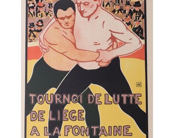 Tournoi De Lutte De Liege Litho 1899 Original Les Maitres de L'Affiche PL224