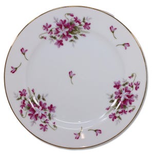 Sheffield Sweet Violets Floral 8&quot; Salad Plates 664346 Gold Trim Japan Vintage