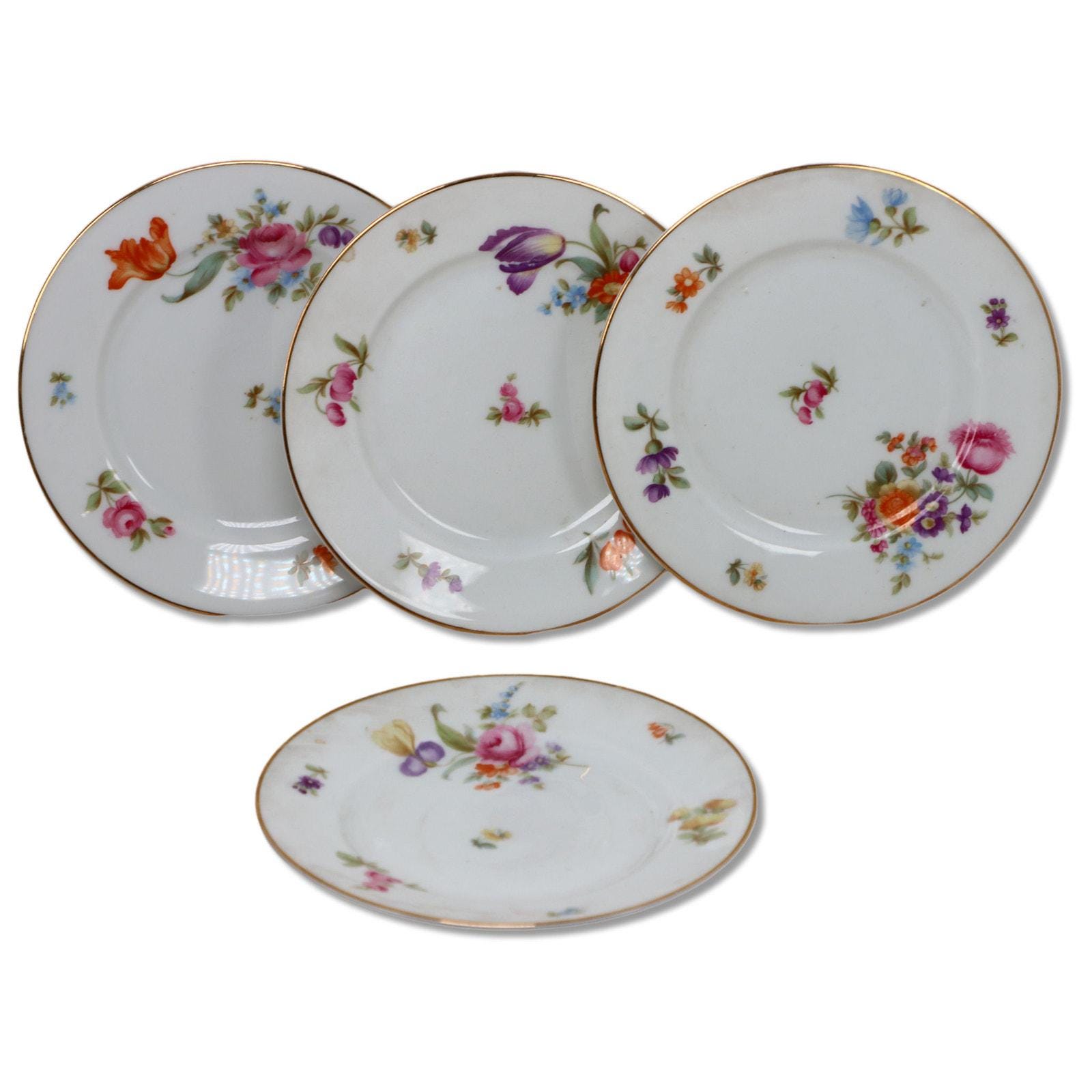 ポーランド製 TPM ポーセリン 花柄 ピンク金彩 アンティーク調プレート