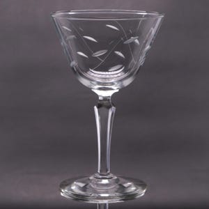 Libbey Glass Windswept Etched 6&quot; Champagne Tall Sherbet Vintage USA 1960&#39;s
