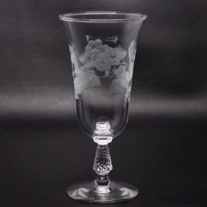 Libbey Rock Sharpe Classic Iced Tea Glass 7 1/2&quot; Etched Floral Vintage