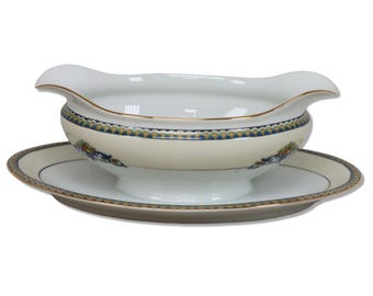 日本製ノリタケ ウェルズリー ハンドクラフト ブルー ピンク 花柄