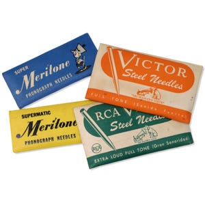 Agulhas para fonógrafo antigas RCA Victor e Meritone, 250 unidades, 4 unidades