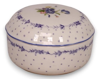 Nikko Blue Peony Trinket Bowl Bon Bon Candy Dish Jewelry Vanity Japan 1980's
