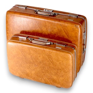 American Tourister Escort 2pc Brown Hardshell Suitcase Set 26&quot;  22&quot; USA Vintage