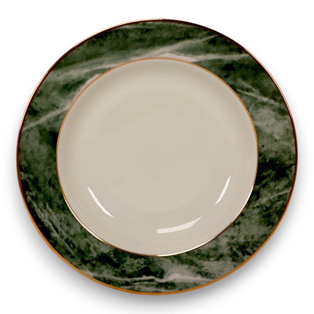 Mikasa Travertine Green L2112 Fine China Rimmed Soup Bowl Vintage
