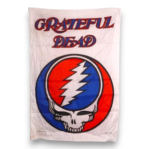 Grateful Dead Productions 1989 Steal Your Face White Satin Banner 9&quot;x44&quot;