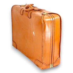 Brooks Brothers Cowhide Leather Suitcase 25x18x8 England Peal Co Vintage 1950&#39;s