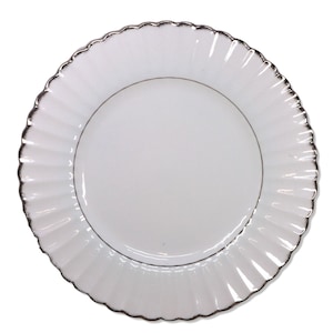 J & G Meakin Cheltenham Silver Dinner Plate 10&quot; Classic White Platinum 1960&#39;s