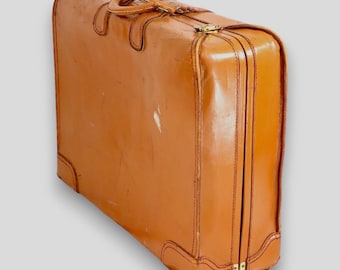 Maleta de piel de vaca Brooks Brothers, 25 x 18 x 8 cm, Inglaterra, Peal Co, vintage, años 50