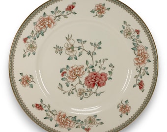 Minton Jasmine S771 Dinner Plate 10 5/8" Gold Trim Bone China England 1980's