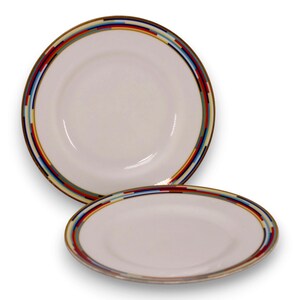 Royal Worcester 2-delige Metropolitan broodplaat 6 1/4" geometrische gouden rand vintage