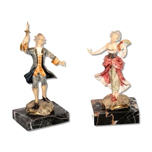 Fontanini Simonelli Victorian Couple Figurines Resin Marble Base Italy Vintage