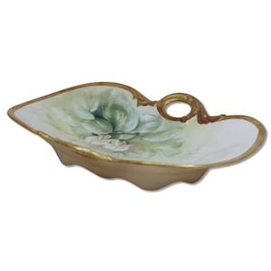 Bernardaud B & Co Limoges Curved Platter Floral Gold Rimmed 12&quot; C. 1900