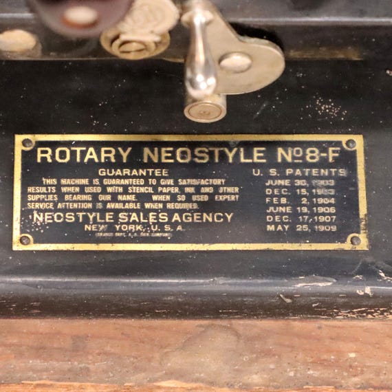Rotary Neostyle No 8-F Mimeograph Stencil Duplicating Machine USA