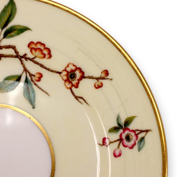 【希少1951年製】 Worcester 金彩キャビネットプレート 額 Royal Worcester Chevy Chase Bread Plate Floral Bone China Vintage
