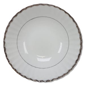 J & G Meakin Classic White Cheltenham Silver Round Vegetable Bowl 8 1/2&quot; 1960&#39;s