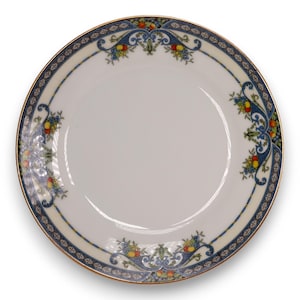 Plato de pan Noritake M Winona de 6 1/2 pulgadas con cornucopias azules, Japón, años 20