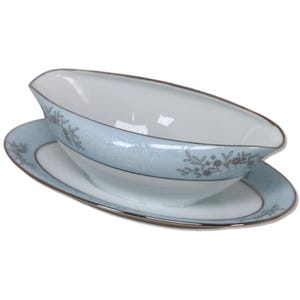 Noritake Blueridge 5858 Gravy Boat Blue White Japan Vintage 1950&#39;s