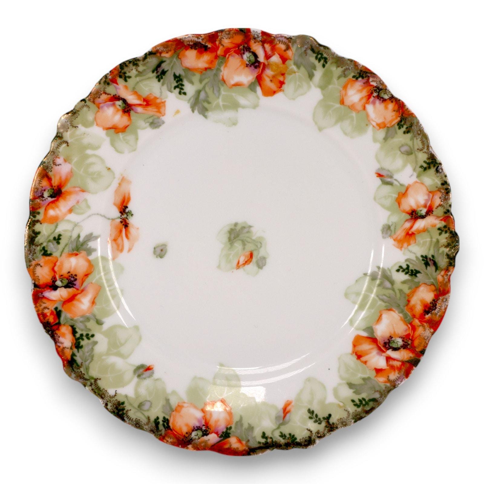 Lot De 7 Assiettes à Dessert, Arcopal. Motif Central De Fleur Orange Et Grise. - Mes Années Vintage