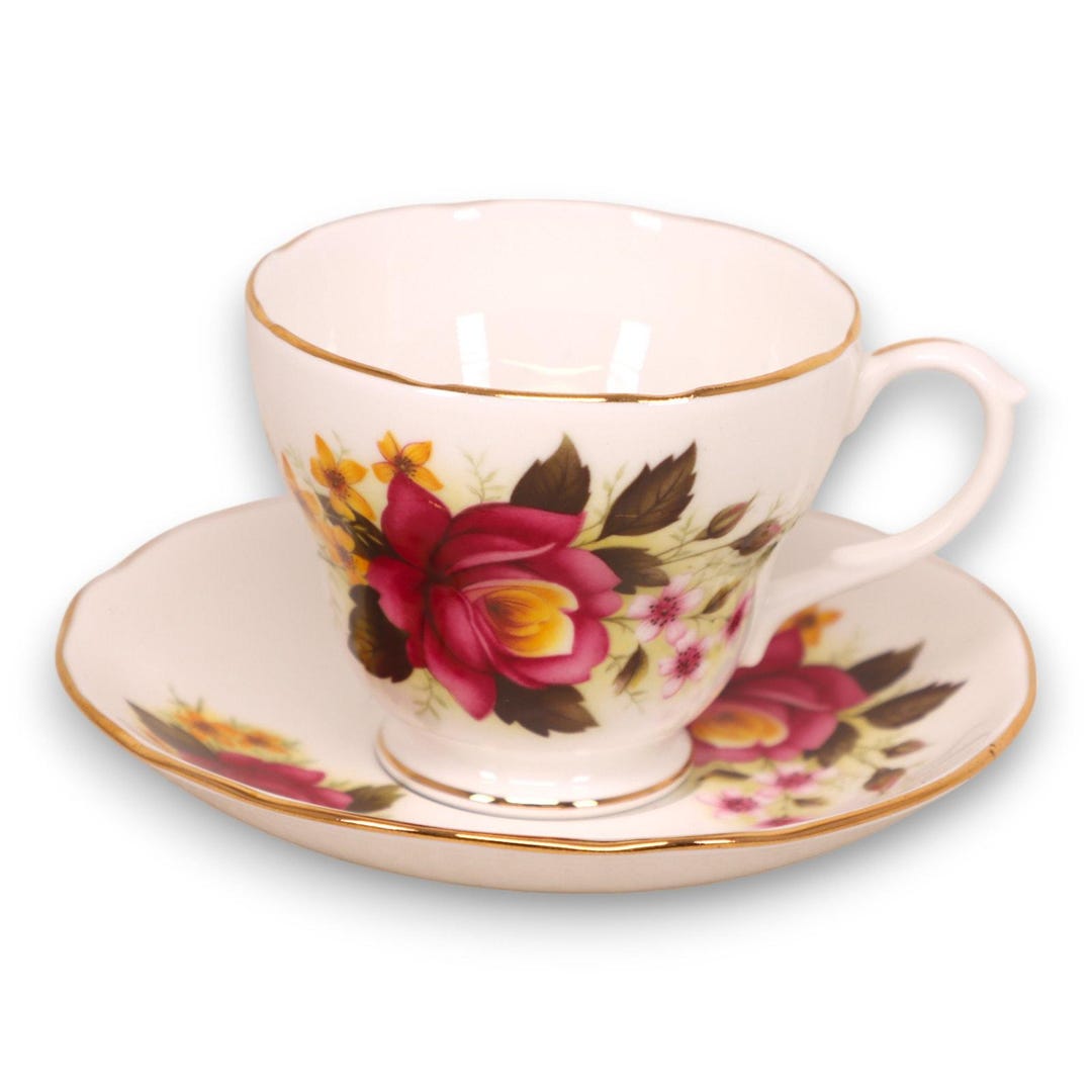 ダッチェス フローラル ローズ 344 ティーカップ ソーサー セット