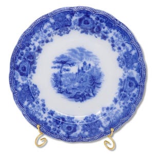 William Ridgway 1830&#39;s Flow Blue 12 1/4&quot; Porcelain Platter Charger Plate Antique