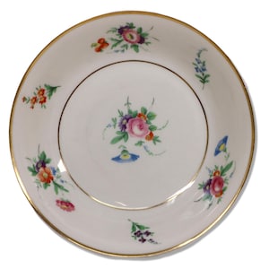 Syracuse Selma Fruit Bowl 5&quot; Old Ivory Floral Gold Trim Vintage USA 1950&#39;s