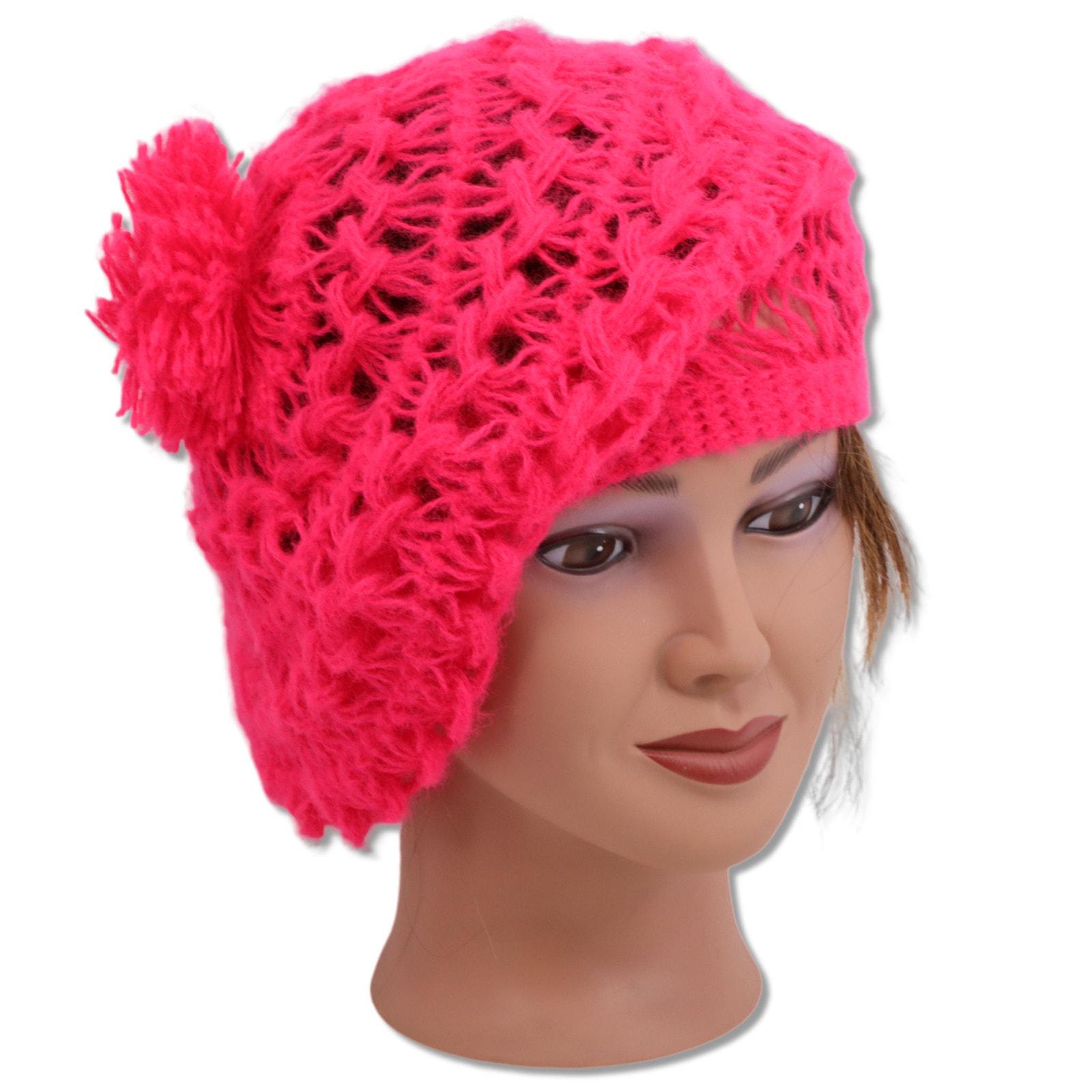 Kate Spade Pink Pom Crochet Yarn Knit Ski Cap Hat Ski Bum Rosy Beanie Hat - Huggalugs main image 3