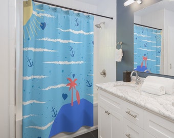 Ihr Badezimmer aufwerten | Strapazierfähiger Polyester Duschvorhang | Ideal für Beachy Themes.