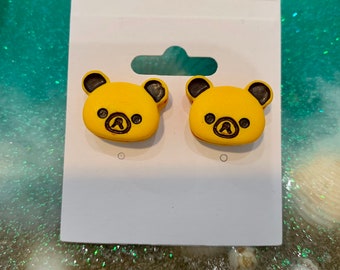 Boutique Post Stud Earring Earrings CCDF Rilakkuma Sandwich Bear Resin