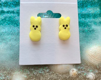 Boutique Spring Easter Peep Bunny Rabbit Post Stud Earring Earrings CCDF Handmade Yellow