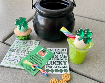 16 18 Inch Doll AG Handmade St Saint Pats Patty Patrick’s Day Food Drink Cupcake Candy Gift Play Set Pretend CCDF Gold Patty’s Leprechaun