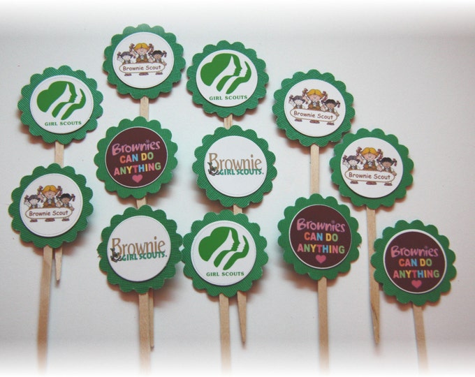Brownie Girl Scout Cupcake Topper Pick Etsy