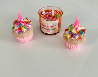 16 18 Inch Doll AG Birthday Sweet Celebration Gift Holiday Candy Food Drink Cupcake CCDF Set Handmade Candle Prop Cupcake Pretend Play