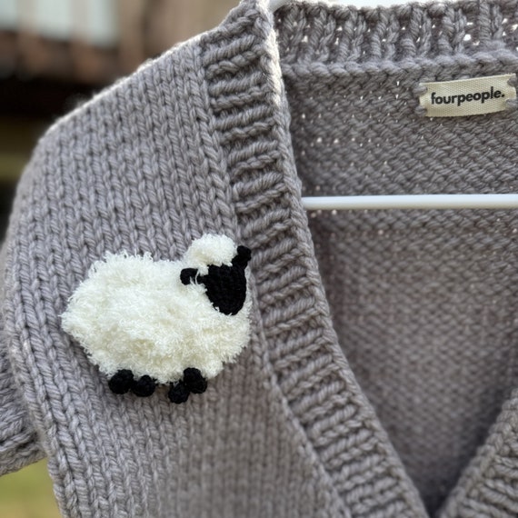 Adult Knitted 3D Sheep Cardigan, Handmade Crochet Cardigan for