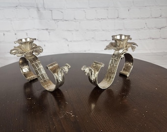 Vintage Peacock Candlestick Holders Silver Plate Figural Rare Collectible Decor