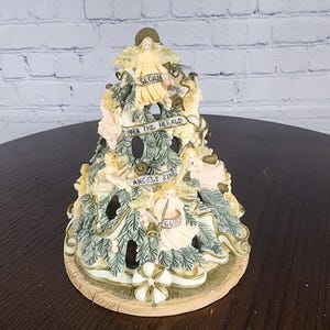 Vintage Angels Christmas Tree Tea Light Candle Holder | 8.75&quot; Tall | Classic Holiday Decor