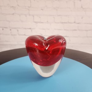 Murano Style Red Heart Glass Vase | Handblown Italian Art Glass | 4.5” Tall