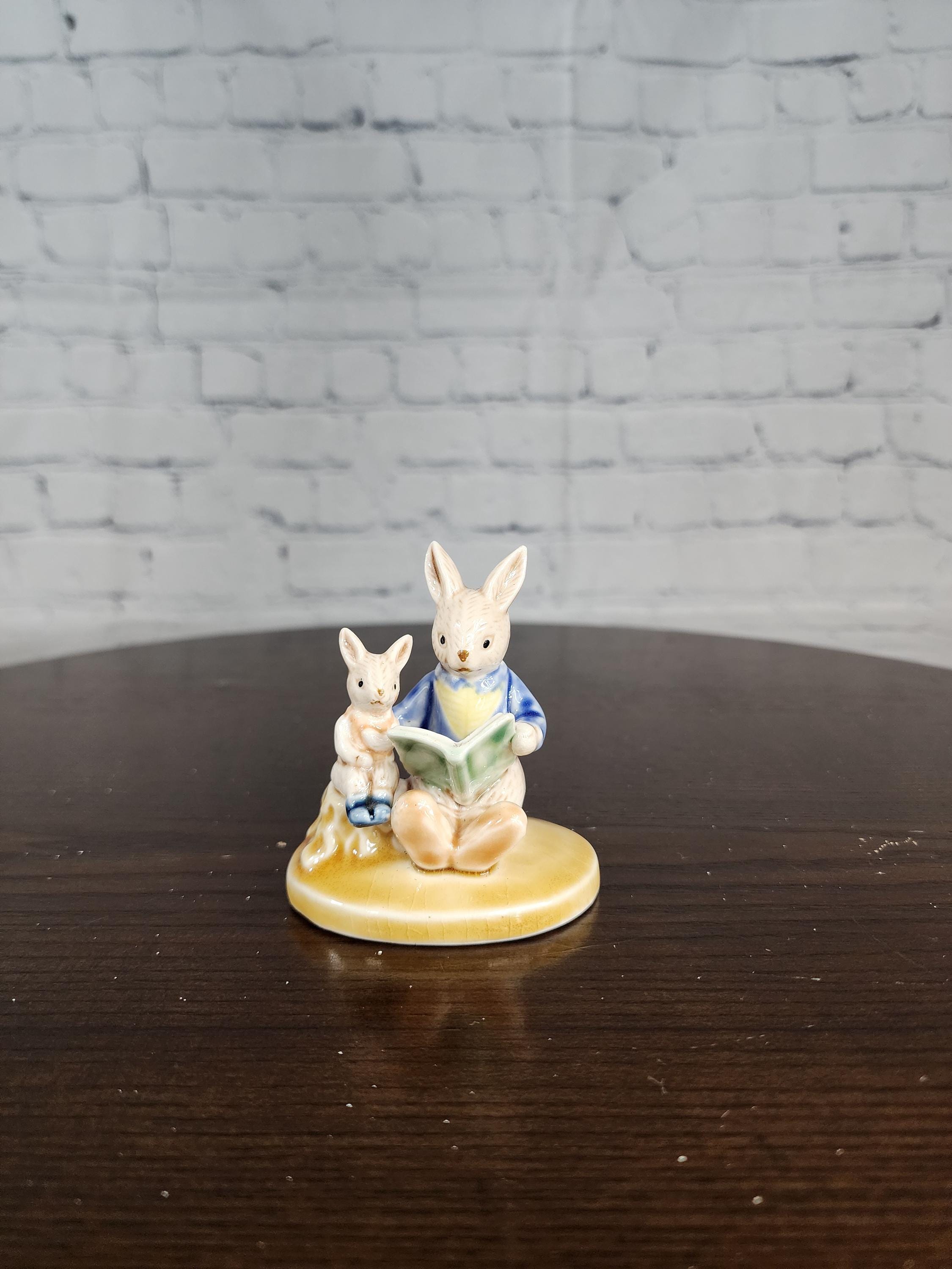 Vintage Albert Kessler Storytime Bunnies Porcelain Figurine - Daddy & Boy  Bunny, 3