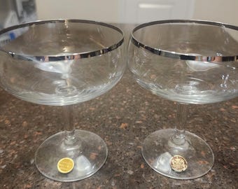 Pair of Schott Zwiesel Europa liquor cocktail glasses ~ Platinum Trim