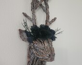 Woven Grapevine Deer Head Wall Art | Rustic Twig Buck Mount | 28” Handmade Woodland Decor
