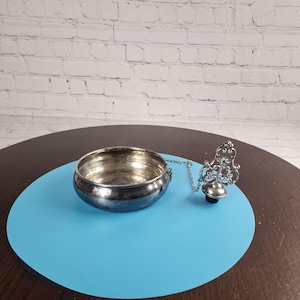Vintage 1980s Silver Wine Bottle Coaster & Stopper Set | Oneida Silver Plate | Made in USA