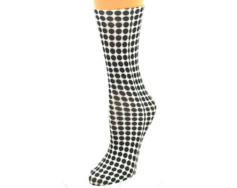 Printed Black and White Polkadot Patterned Socks